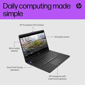 HP Stream 14" Laptop – Intel N4120, 4GB RAM, 64GB eMMC, HD Display, Jet Black
