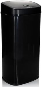hjh OFFICE 830048 Poubelle automatique avec capteur 68 l CLEAN VI en acier noir avec affichage LED et minuterie