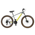 FitTrip Scrambler 27.5inch MTB cycle for Men with Gear & Disc Brake | Gear Cycle for Adults with 21 Speed Shimano Gearset | QC Tested 1030 Frame | Lockout Suspension | Fully Fitted (Nardo Grey-Yellow)