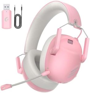 KAPEYDESI Wireless Gaming Headset for PS5, PS4, PC, NES, Bluetooth 5.3 Gaming Headsets Wireless with Noise Canceling Microphone, Gamer Headphones for Nintendo Switch, 50H Battery - Pink