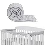 IULONEE 3pcs Baby Rail Cover Protector Set Kids Bed Rails 128x18cm/68x18cm Safe Teething Guard Wrap Fits Side and Front Rails Bed Guardrail Protection (Grey)