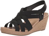 Dr. Scholl's Shoes Women's Everlasting Espadrille Platform Wedge Sandal, Black Smooth, 7