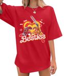 Oversized best friend shirts Women - in My Bestie Era Shirt BFF T-Shirt Summer Casual Short Sleeve Tee Tops, Red, Medium