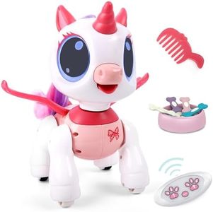 SPRSHY Remote Control Unicorn for Girls - Companion Pet Toys Electronic Pink Pegasus,Music and Waking Robot Christmas Birthday for Children 3 4 5 6 7 8 Years Old