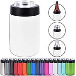 4-in-1 Stainless Steel 12 oz Double Wall Vacuum Insulated Can or Bottle Cooler Keeps Beverage Cold for Hours - Also Fits 16 oz Cans - Powder Coated White - Clear Water Home Goods