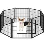 Yaheetech 8 Panel Puppy Dog Pen Pet Playpen Cat Rabbit Run Play Yard Indoor Outdoor 80cm Metal Black