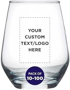 Custom Silica Stemless Wine Glasses 12 oz. Set of 10/50100, Personalized Bulk Pack - Restaurant Glassware, Perfect for Red Wine, White Wine, Cocktails - Clear