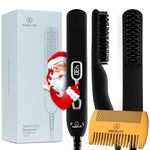Aberlite Beard Straightener for Men (2019) Beard Straightening Heat Brush Comb Ionic - Electric Dual Voltage (100V-240V) - For Home & Travel