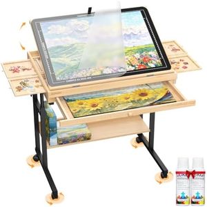 QDKGH 1500-Piece Wooden Puzzle Table with Moving Caster for Family Puzzling, Height Adjustable Puzzle Board with Drawers & Felt Cover for Adults & Kids, Gift for Mom, Parent, and Puzzle Enthusiasts