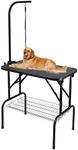 LIVINGbasics 30" Foldable Pet Grooming Table, Heavy Duty Pet Dog Cat Shower Table with Adjustable Height Arm,Loop Noose and Basket for Small Medium Pets, Max Capacity Up to 220lb