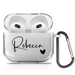 Personalised Custom Individual Soft TPU Clear Rubber Case Cover With Any Name, Initials, Text, Make Your Own Design For AirPods - Black Name and Heart - for AirPods 3