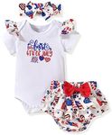 MINIFEIKO Newborn Baby Girl Clothes Summer Outfit Romper Shorts Sets, American Flag 2, 12-18 Months