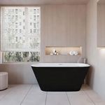 Acezanble 1500x720mm Modern Matt Black Freestanding Double Ended Bath Acrylic Bathtub