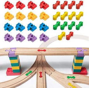 Wooden Train Track Accessories, 30 pcs Wooden Track Connector, Compatible with All Major Brands Wood Train Track, Christmas Birthday Gift for Boys Girls, Train Toys Expansion Pack for Kids Ages 3+