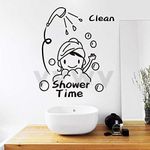 VVWV Shower Time Bathroom Quote Wall Sticker Decal Sticker Black 50 x 40 Cm