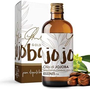 ESSENZE OLIO DI JOBOBA GOLDEN 100ml Puro al 100% Naturale Pressato a Freddo Idratante e Nutriente per Capelli, Corpo, Viso, Pelle Secca, Unghie, Cuticole. Controllato e Confezionato in ITALIA