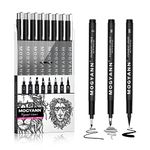 Mogyann Art Pens, Black Drawing Pens 8 size Ink Pens Set for Artist Writing, Sketching, Manga, Anime