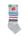 Hanes Womens Ankle Socks, Assorted Grey With Colour, 8-12 US