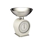 KitchenCraft LNSCALECRE Living Nostalgia Mechanical Kitchen Scales, 4 kg (8 lbs) - Antique Cream