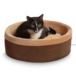 K&H PET PRODUCTS Thermo-Kitty Heated Cat Bed Large 20 Inches Mocha/Tan