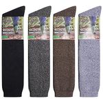 Soxy Mens Wool Blend Long Wellington Boot Socks - 4 Pack - Welly Socks - The Original Wellie Sock - Festival Walking Hiking Thermal Socks - Assorted Colours - UK Shoe Size 6-11