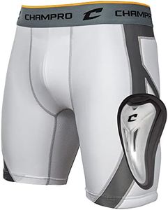 CHAMPRO Mens Wind-Up Compression Sliding Short W/Cup, Mens, White, XX-Large