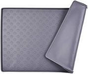 Dog Food Mat, Silicone Dog Cat Bowl Mat, Non Slip Pet Feeding Mat Waterproof Dog Placemat for Small Animals (18.5"x11.8", Grey Paw Pattern)