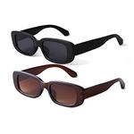 SORVINO Rectangle Sunglasses for Women Men Trendy Retro 90s Sunglasses Fashion Vintage Black Square Frame Eyewear Y2K, Black+brown, Large