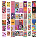 Indie Wall Collage Kit | 50pcs + Free Tape | 4x6in Each | Posters: Dorm Decor | Hostel Essential | Pinterest-inspired Aesthetic Room Decor | Colourful & Vibrant Wall Prints | Glossy Posters