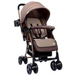 1st Step Caramel Baby Pram Cum Stroller with 5 Point Safety Harness/Infinitely Reclining and Cushioned Seat/Reversible Handle/Front Swivel Wheels - Coffee Brown