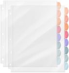 Mr. Pen- Clear Sheet Protectors with Binder Tabs, 8 Tabs, 2 Sets, Clear Binder Sheet Protectors, Clear Plastic Dividers for 3 Ring Binder, Insertable Index Page Divider Multicolor Tabs