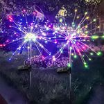 2 pack Solar Firework Lights, Solar Garden Lights 120 LED IP65 waterproof decorative lights 2 lighting modes, DIY Fireworks Lights Outdoor, for gardens terraces courtyards partie Christmas(multicolor)