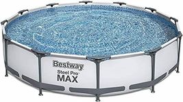 Bestway Steel Pro Max Round Frame Swimming Pool with Filter Pump, Grey, 15 ft