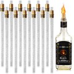 24 Pieces Wine Bottle Torch Hardware Kit Wine Bottle Torch Wick, Includes 12 Soft Fiberglass Replacement Wicks Torch, 12 Brass Torch Wick Holder with Washer for DIY Homemade Torch Decor (13.8 Inch)