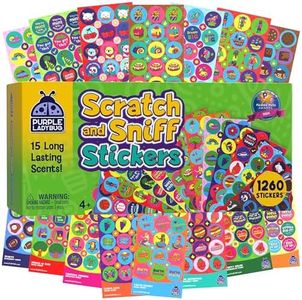 PURPLE LADYBUG Scratch and Sniff Stickers for Kids - Cool Teacher Stickers for Students, Teacher Supplies for Classroom, Reward Stickers - 1260 Smelly Stickers with 15 Different Scratch N Sniff Smells