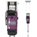 Crutch Bag Lightweight Crutch Accessories Storage Pouch with Reflective Strap and Front Zipper Pocket for Universal Crutch Bag to Keep Item Safety (Purple)