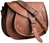 Rustic Town Leather Crossbody Satchel Bag Vintage Purses Handbags for Women, Brown (13 Inch)