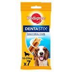 Pedigree Dentastix Medium Breed (10-25 kg) Oral Care Adult Dog Treat, Chicken Flavor (Chew Sticks) (7 Sticks) 180g Weekly Pack