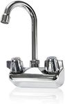 4 Inch Center Commercial Sink Faucet Wall Mount Kitchen Hand Sink Faucet, 1/2" NPT Male Inlet, Brass Constructed & Chrome Polished, with 3-1/2" Gooseneck Spout & Dual Knob Handles