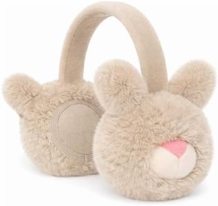 Surblue Cute Animal Earmuffs Winter Fluffy Ear Muffs Outdoor Warmer Soft Ear Covers Halloween Christmas for kids, Beige
