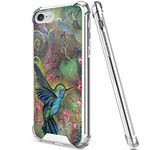 ZHONGWEI Clear Phone Case Suitable for iPhone 7/8/SE2 with Hummingbird Colourful Pattern Four Corner Reinforced Shockproof and Protective Phone Cover Case