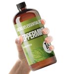 16oz Bulk Peppermint Essential Oil (GIANT 16 OUNCE BOTTLE - THERAPEUTIC GRADE PEPPERMINT OIL) Perfect For Aromatherapy Diffusers, Candle Making, Soap Making, Lotions, Body Wash