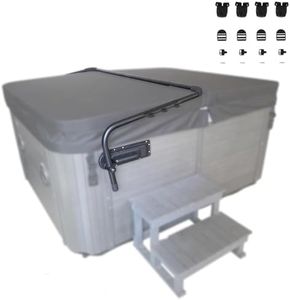 Hot Tub Spa Cover Lifter, Hydraulic Lift System with Reinforced Brackets and Towel Rack, Easy to Use, Include 4 Sets Spa Hot Tub Cover Broken Latch Repair Kit