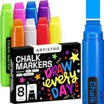 ARTISTRO Liquid Chalk Markers Pre-Activated, Liquid Chalk Markers Erasable Chalk Markers for Glass or First Day of School Sign, Chalkboard Markers with White Chalk for Kids & Adults (Jumbo Tip, 8)