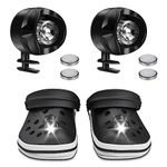 Laliled Headlights for Crocs, 2 Pack Battery-Powered Croc Lights Headlights for Shoes, 3 Lighting Modes, IP64 Waterproof, Crocs Flashlights Ideal for Walking, Hiking, and Camping (Black)