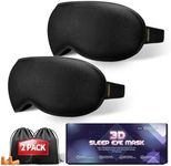 Weighted Sleep Mask, 2 Pack 3D Contoured Eye Mask for Travel, Meditation, Memory Foam, Adjustable Strap (Black)