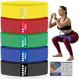 Resistance Bands for Working Out - 5 Exercise Bands Set with Workout Guide - Fabric Elastic Bands for Physical Therapy - Fitness Bands Ideal for Legs Hip Glute