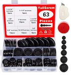 YullSorom 63Pcs 6 Sizes Rubber Grommet Kit, Double Sided Firewall Hole Plugs Wire Protection, Drill Hole 5/8" 13/16" 7/8" 1" 1-3/16" 1-1/2"(Round)
