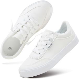 hash bubbie Unisex Slip on Sneakers Women's Canvas Sneakers Classic Non Slip Canvas Shoes Casual Tennis Shoes for Men, White, 7 Women/5 Men