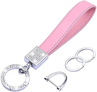 wisdompro Portachiavi Auto Pelle, Porta Chiavi con 1 Anello a D, 1 Cacciaviti, 2 Anelli Portachiavi, Portachiavi Uomo/Donna sono il Regalo di Compleanno/Vacanza Ideale per Familiari e Amici (Rosa)